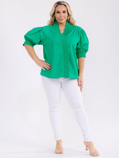 Puff sleeves in green