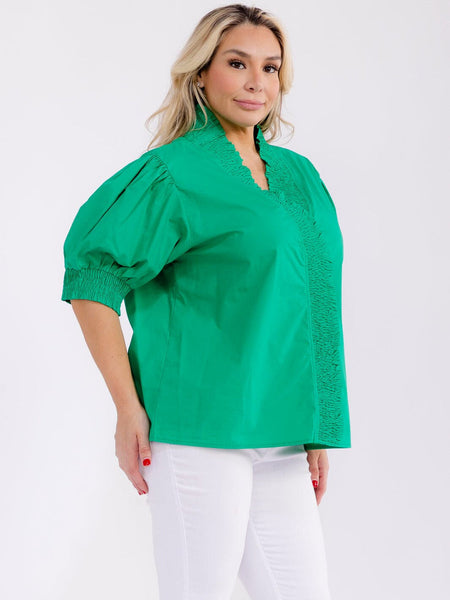 Puff sleeves in green