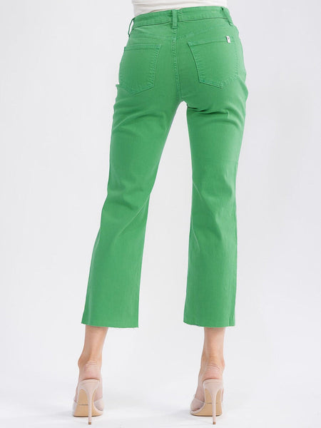 Green distressed jeans