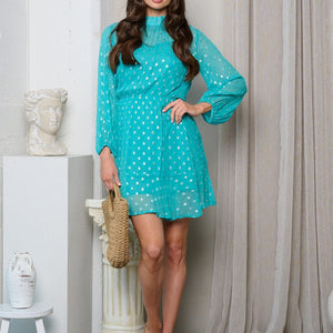 Teal silver dress