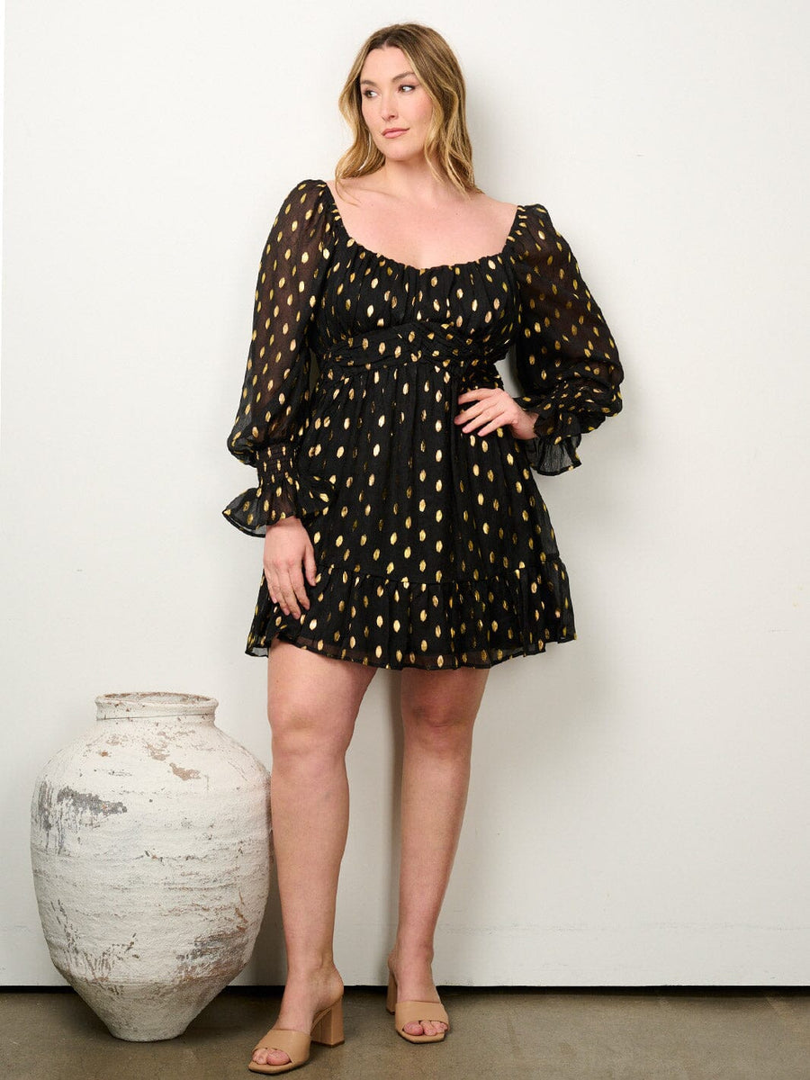 Gold plus shimmer and flare dress