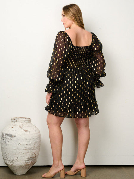 Gold plus shimmer and flare dress