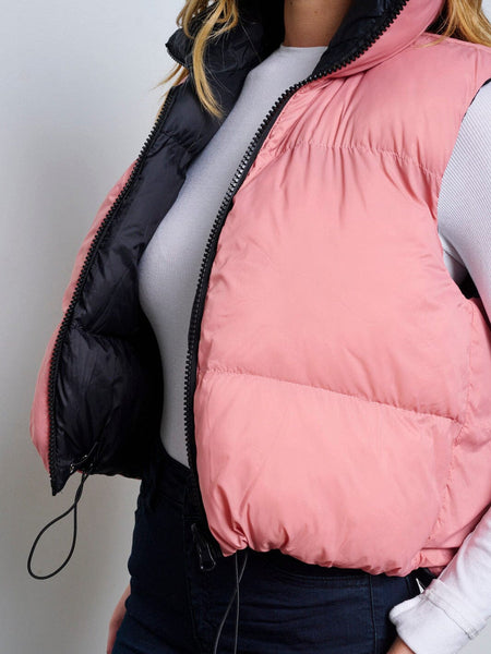 Pink reverse black puffer babe
