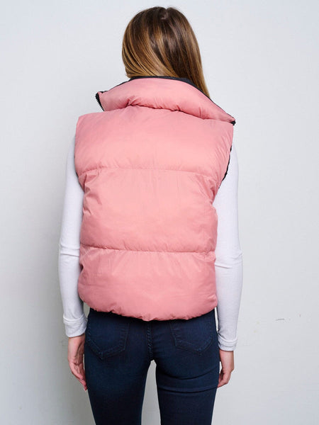 Pink reverse black puffer babe