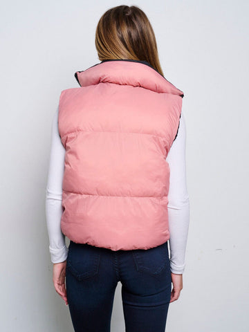 Pink reverse black puffer babe