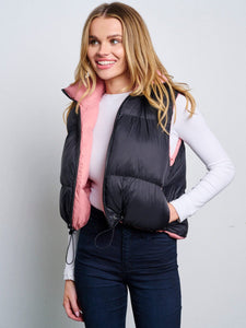 Pink reverse black puffer babe
