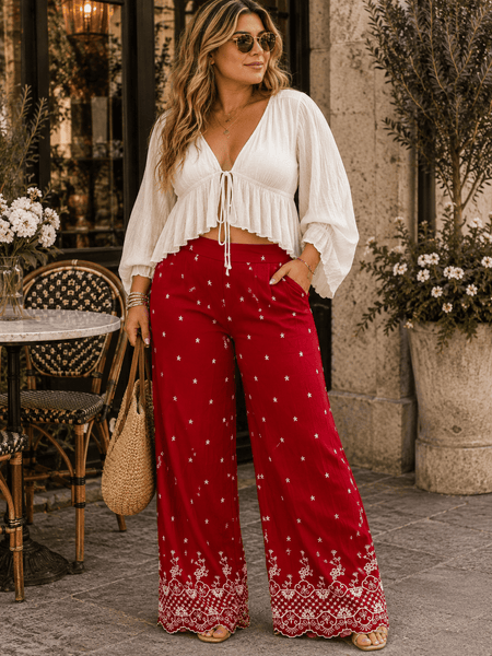 Embroidery pants