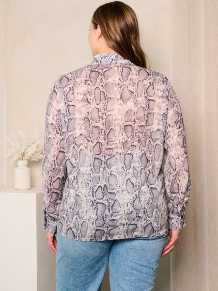 Snake print button down