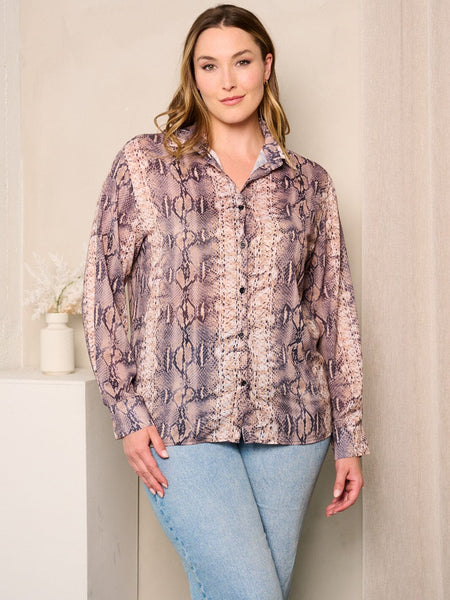 Snake print button down