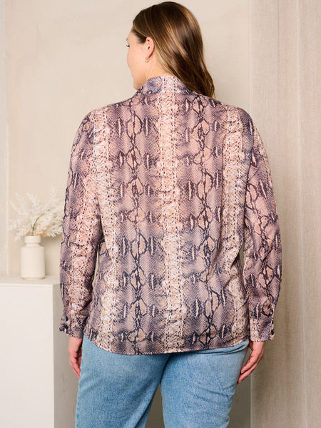 Snake print button down