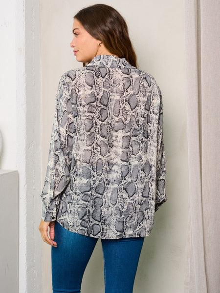 Snake print button down