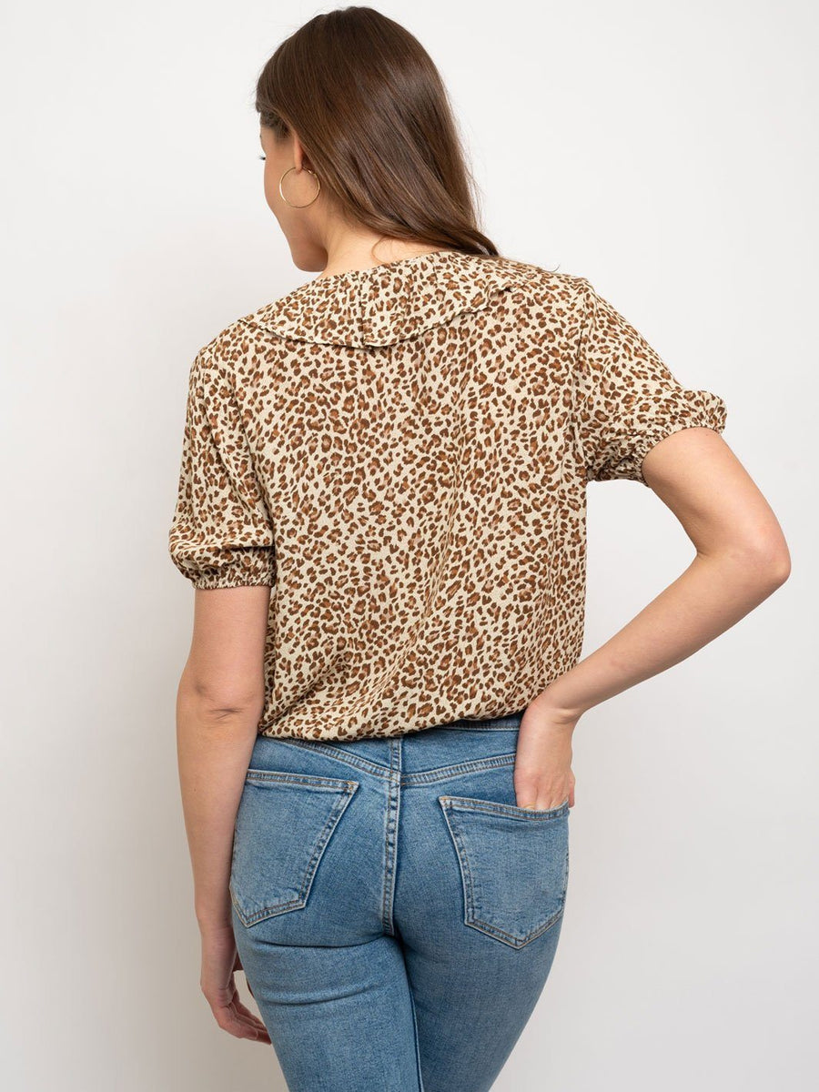 Leopard Vneck cross top