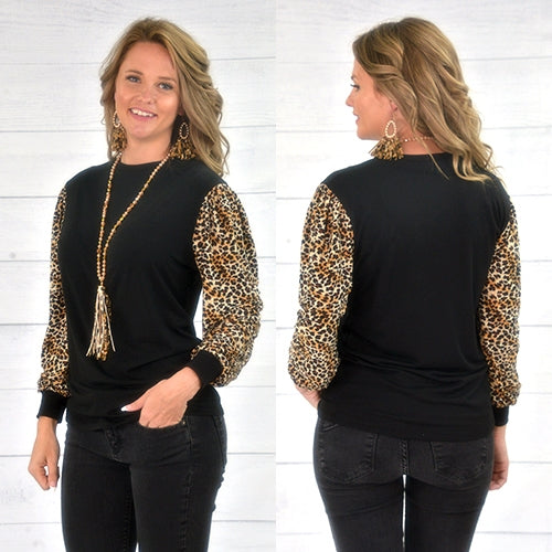 Leopard balloon sleeves full figure top