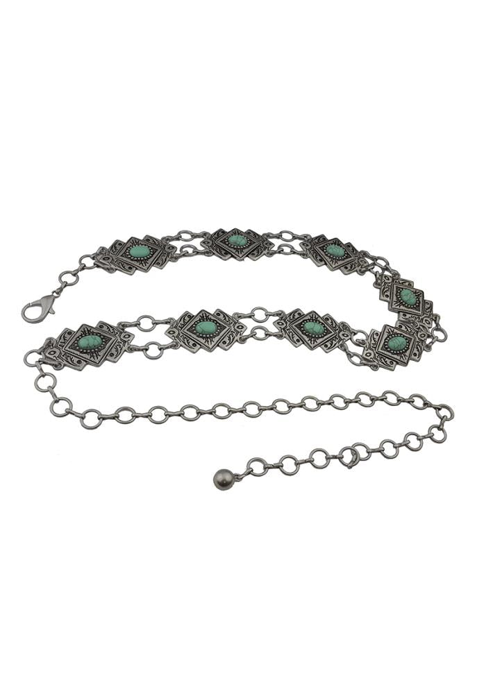 NAVAJO STYLE SILVER CHAIN BELT