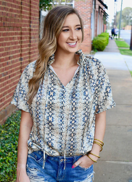 Ruffle Shirt snake print