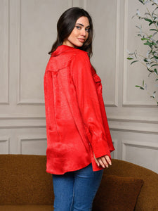 Lady in red top