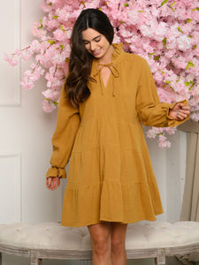 Camel linen dress