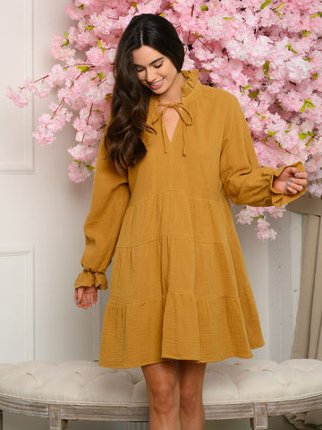 Camel linen dress