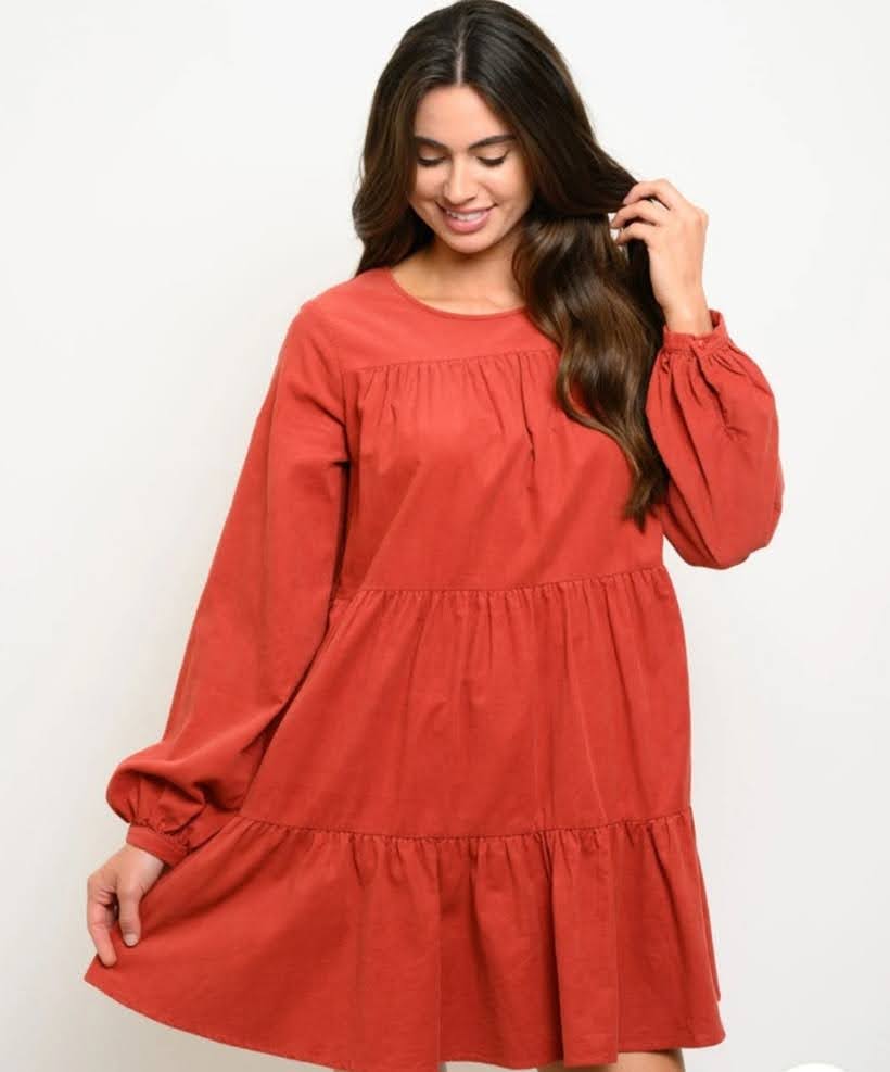 corduroy long sleeve dress