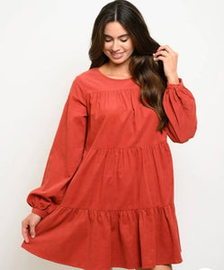 corduroy long sleeve dress